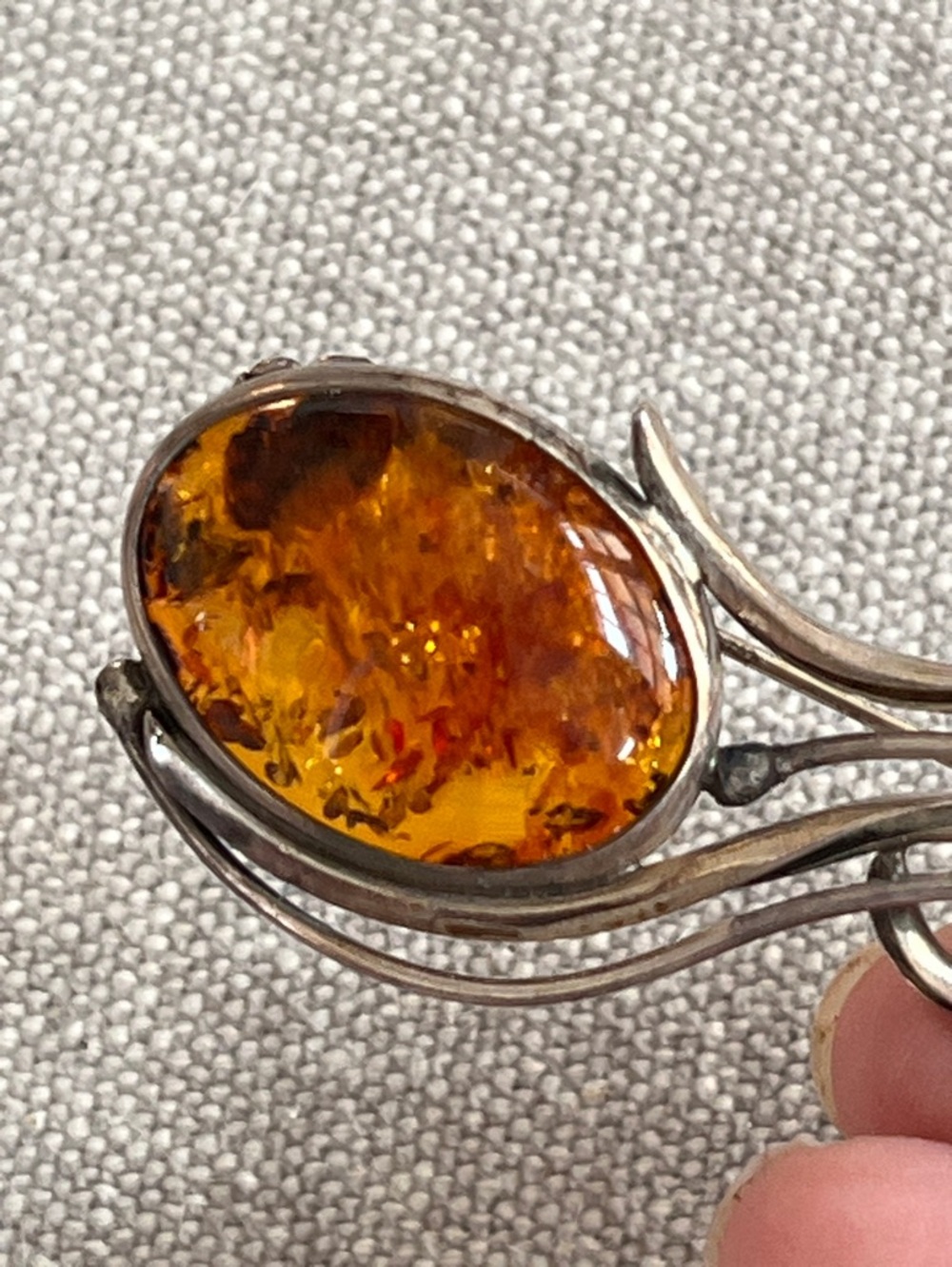 BALTIC AMBER SILVER BROOCH PIN - Picture 4 of 9